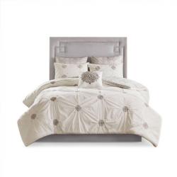 Nova home malia embroidered comforter set, ivory color, king size, 7 pieces