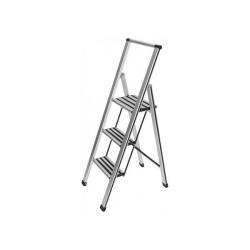 Wenko Aluminum Design Folding Stepladder 3-Step Household Ladder, Aluminum, Sliver