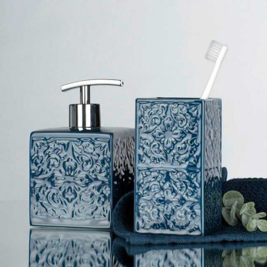 Wenko "Cordoba" liquid soap dispenser. Pottery, dark blue