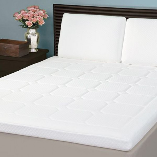 Nova Home Memory Foam Mattress Topper Diamond Stitch, White Color, 200*200 Cm