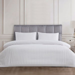 Nova Home UltraStripe Hotel Style Duvet Cover Set, 220x260 Size, White Color