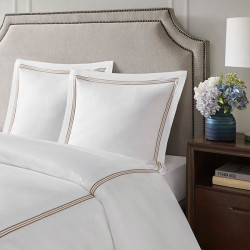 Nova home venice euro sham set, white and beige color, 65x65 size