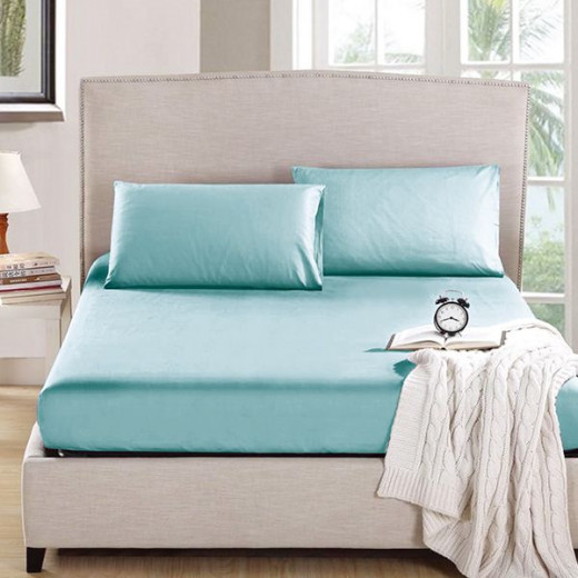 Nova home microbasic fitted sheet set, queen size, light blue color