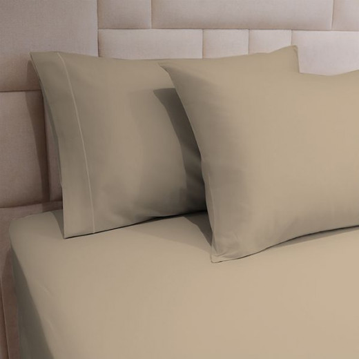 Fieldcrest plain fitted sheet set, cotton, canvas color, twin size, 2 pieces