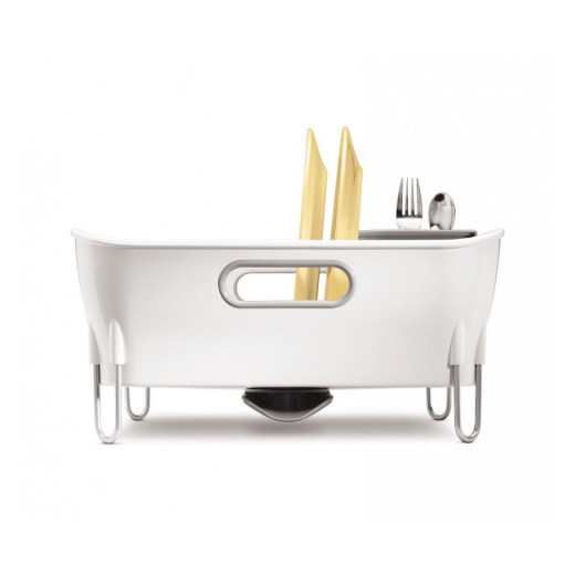 Simplehuman compact plastic dish rack, white color