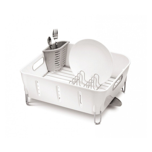 Simplehuman compact plastic dish rack, white color