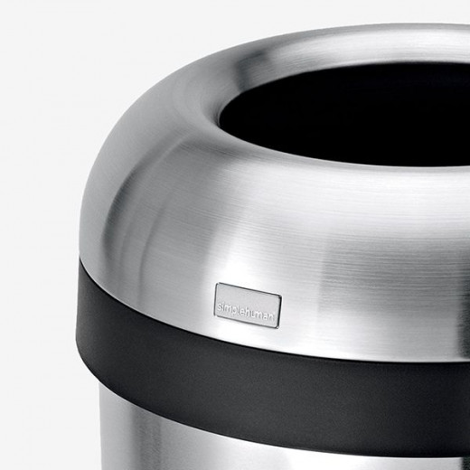 Simplehuman open bullet trash bin, stainless steel, brushed, 60 liter