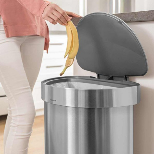 Simplehuman trash bin semi round, stainless steel, brushed, 45 liter