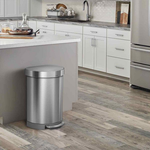 Simplehuman trash bin semi round, stainless steel, brushed, 60 liter