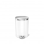 Simplehuman trash bin semi round, stainless steel, white color, 6 liter