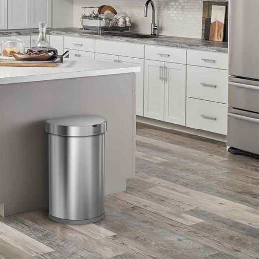 Simplehuman Sensor Trash Bin Semi Round, Stainless Steel, Brushed, 45 Liter