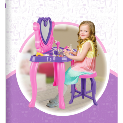 طاولة مكياج للبنات, تصميم قلب, باللون الزهري, 11.5 * 57.5 * 42 سم من بيلسان