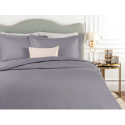 Madame Coco Elicia Striped Satin Duvet Cover Set, Dark Grey Color, King Size