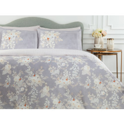 Madame Coco Curtice Printed Satin Duvet Cover Set, Purple Color, Double Size