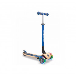 Globber Primo Foldable Wood Scooter with Lights, Blue Color