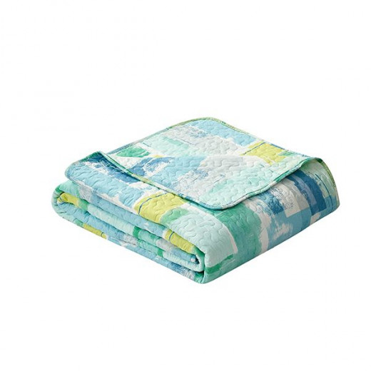 Nova Bed Spread 4 Pieces Set Hash, Green and Blue Color