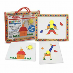 Melissa & Doug Deluxe Wooden Magnetic Pattern Blocks Set