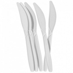 Al Qalaa Vip Disposable Knives, White Color, 25 Pieces