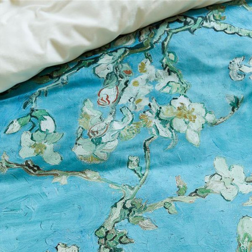 Bedding House, Duvet cover, 3 Pieces, Blue Color, King Size, Gogh Almond Blossom Design