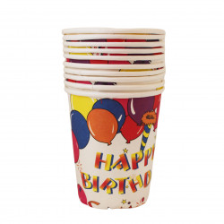 Disposable Paper Cups, White Balloon Design