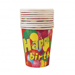 Disposable Paper Cups, Pink Balloon Design