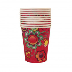 Disposable Paper Cups, Butterfly & Flowers Design