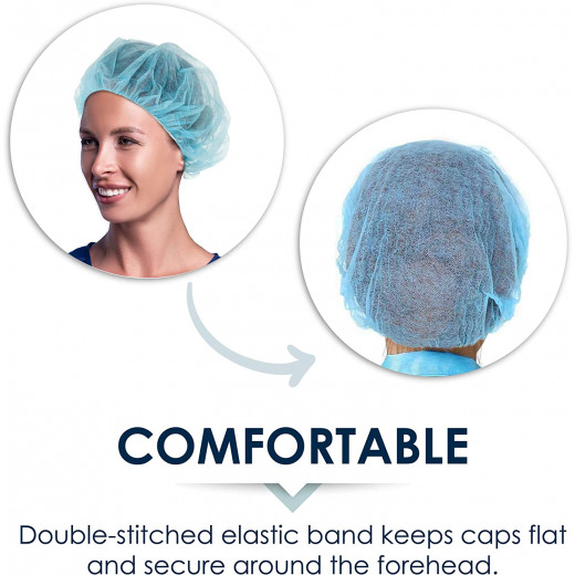 Disposable Surgical Elastic Hair Hat, Blue Color, 100 Pieces