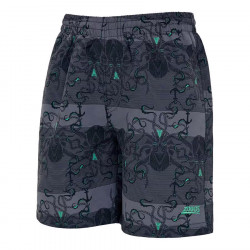 Zoggs Boys Swimming Short, Kraken Design, Black And Grey Color