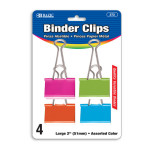Bazic Assorted Color Binder Clip, 4 Pieces