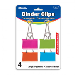 Bazic Assorted Color Binder Clip, 4 Pieces