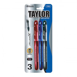 Bazic Taylor Rollerball Pen, Assorted Color, 3 Pack