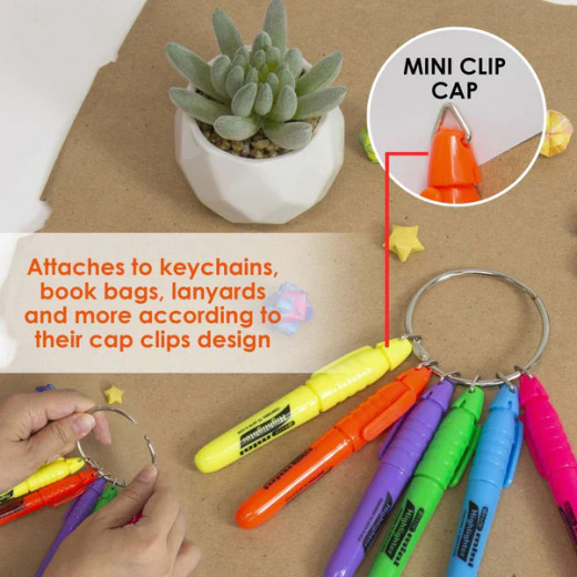 Bazic Mini Fluorescent Highlighter Cap Clip, 6 Pack