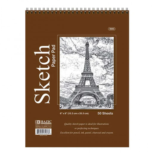 Bazic Sketch Pad Top Bound Spiral, 50 Sheets