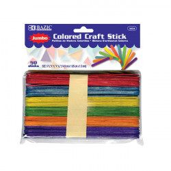 Bazic Jumbo Colored Craft Stick, 50 Sticks