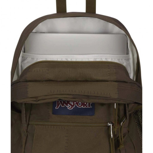 Jansport Cool Student Backpack, Tonal Patchwork Design, Dark Green Color