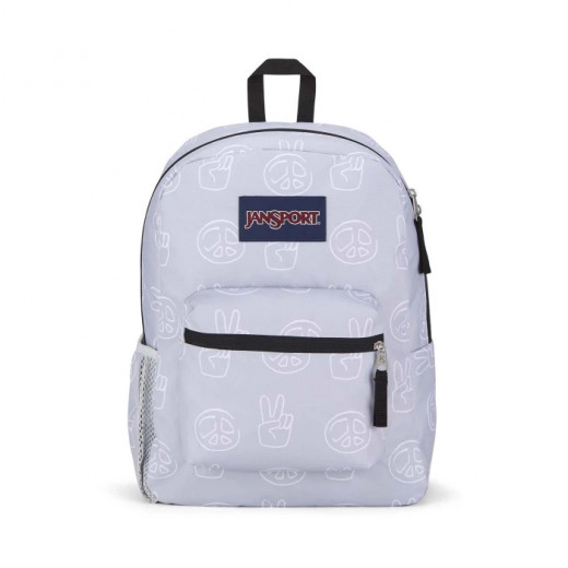 Jansport Cross Town Backpack, Peace Design, Light Grey Colors