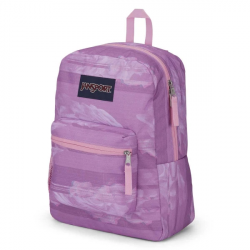 Jansport Cross Town Backpack, Static Rose Design, Purple Color