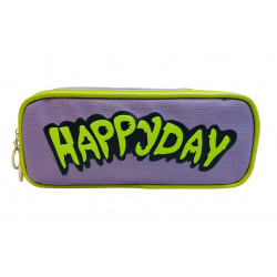 Happy Day Pencil Case, Purple And Green Color, 20 Cm