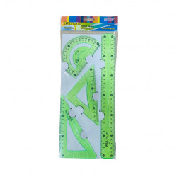 Plastic Ruler Set Transparent, Green Color, 30 Cm, 4 Pieces