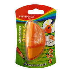 Keyroad Sharpener with Eraser 1 Hole 2 in 1, Orange Design, Orange Color