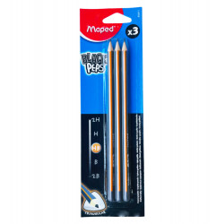 Maped Black Peps HB Pencil, 3 Pieces