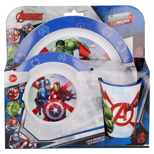 Marvel Easy Set Dinnerware, Avengers Design, 3 Pieces