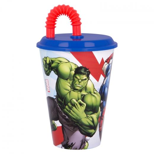 Marvel Cup With Tumbler Straw, Avengers Rolling Thunder Design, 430 Ml