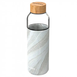 Quokka Glass Bottle With Silicone Cover, White Stone Design, 660 Ml