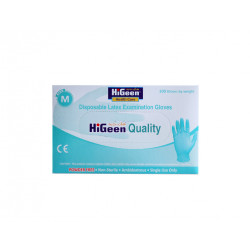 HiGeen Gloves Free Powder, Meduim Size, 100 Pieces