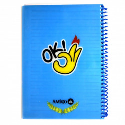 Amigo Hey you Wire Notebook, Blue, 105 page, 3 subjects, 20*27 Cm