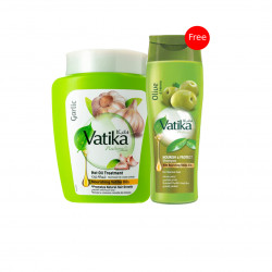 Vatika Hot Oil Treatment Cream, Garlic, 1000 Gram + Olive & Henna Shampoo, 200 Ml Free