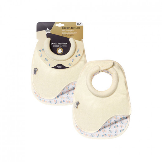 Tommee Tippee Closer to Nature Milk Feeding Bibs, Beige Color, 2 Pieces