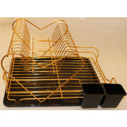 Aluminum Dish Rack, Gold Color, 1. 5 Layer, 375 x 255 x 474 MM