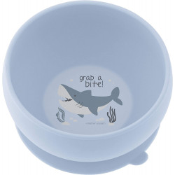 Stephen Joseph Silicone Bowl, Shark Design, Dark Mauve Color